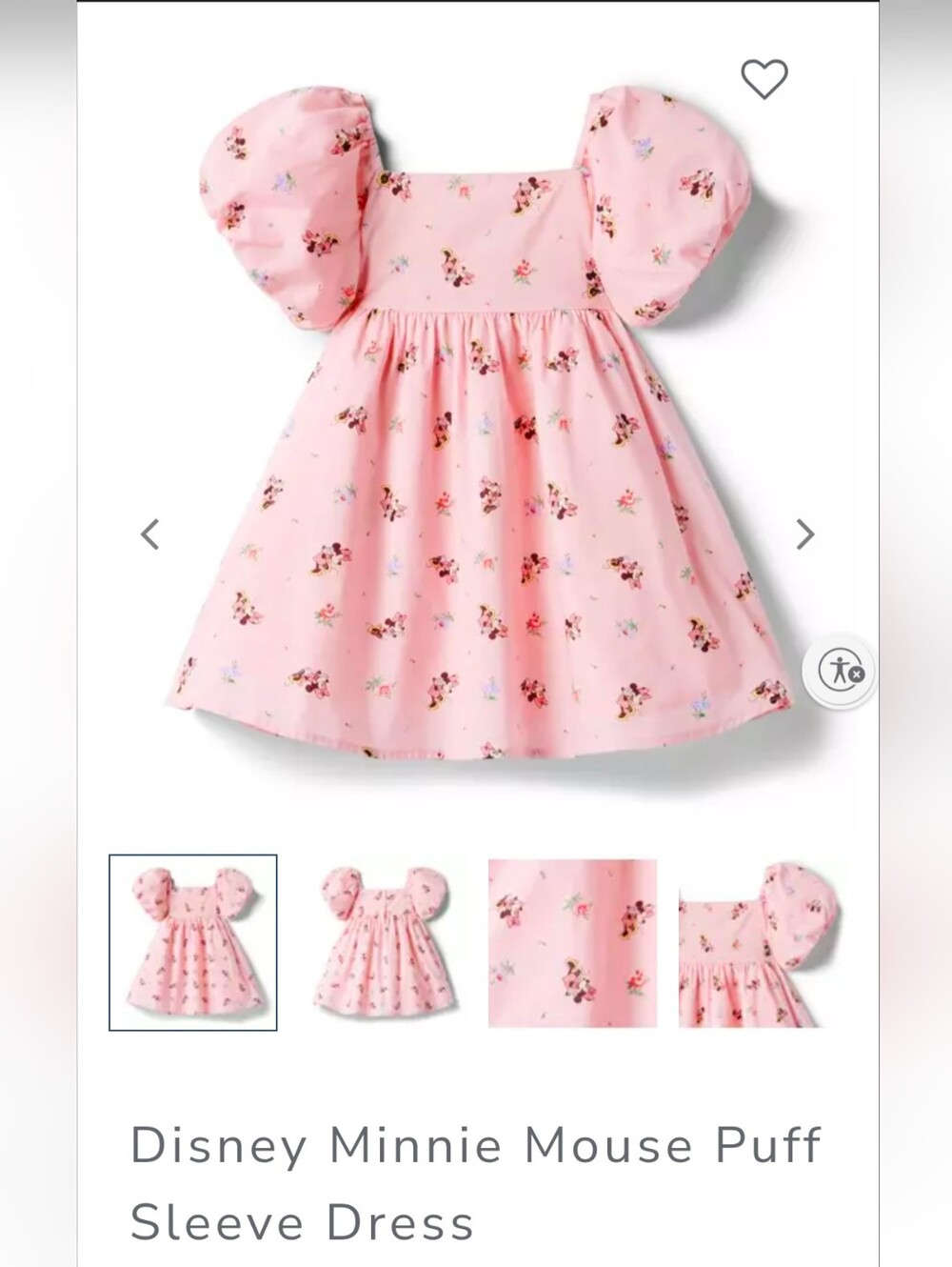 Disney x Janie and Jack Minnie Mouse Puff Sleeve Dress | Size 10 | 100% Cotton |
